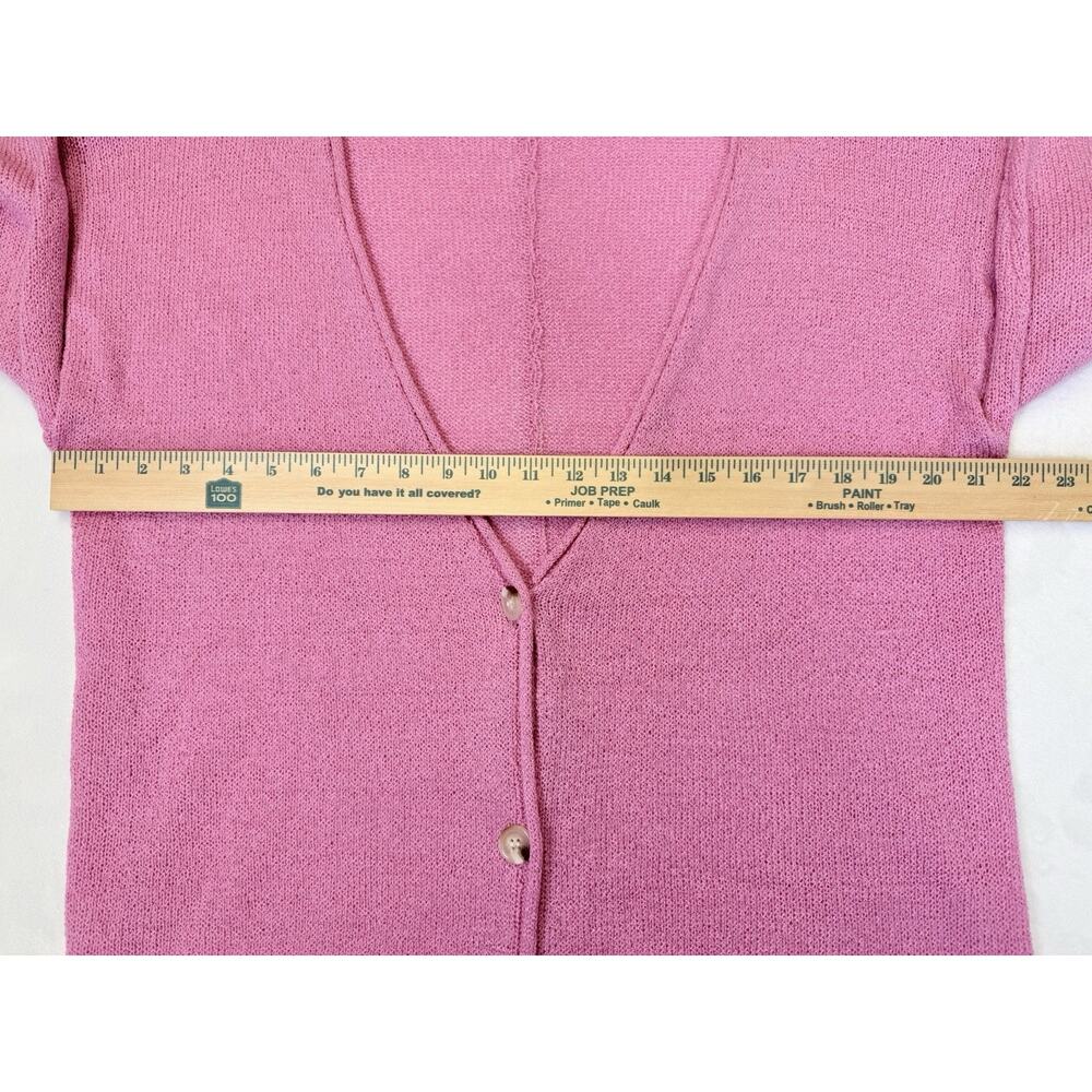 Saltwater Luxe Cardigan Women’s Sz M Delby Open Knit Button Front Rolled Hem - Picture 8 of 10